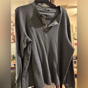 Dark Gray thermal Long Sleeve Henley Shirt